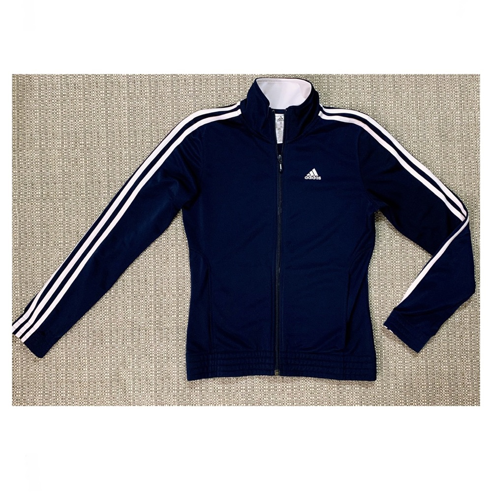 EUC Adidas Women’s Sport/ Exercise/ Outer Zip-up Navy Blue & White Jacket-Sz.XS